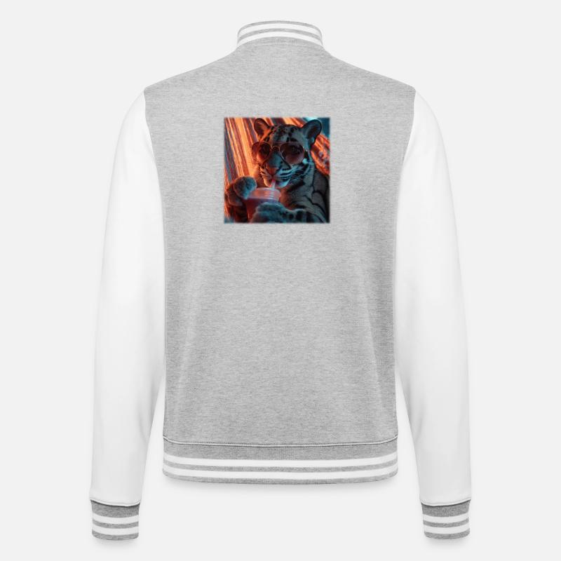 Chill Clouded Leopard Neon Hammock Design - College Sweat Jacket - heather grey/white