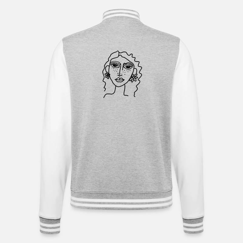 Gesicht einfach  - College-Sweatjacke - Grau meliert/Weiß