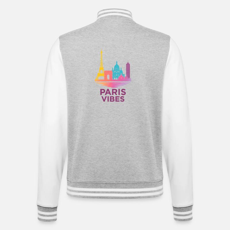 Paris Vibes Gradient Skyline - College Sweat Jacket - heather grey/white