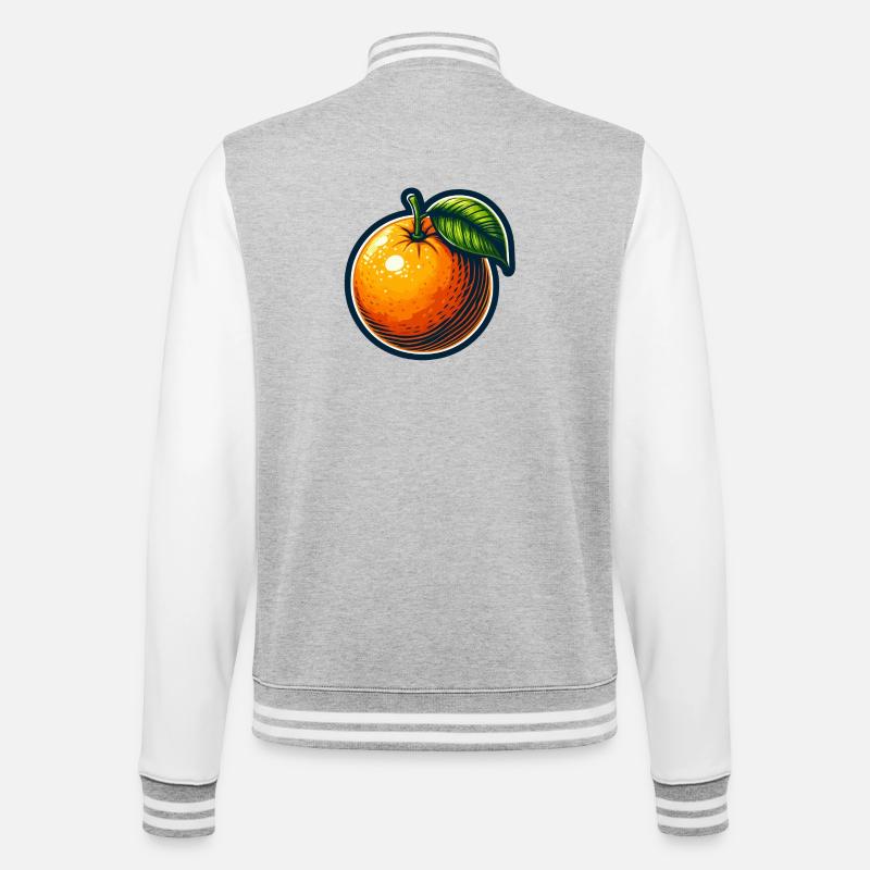Bright cartoon orange with leaf - College Sweat Jacket - heather grey/white
