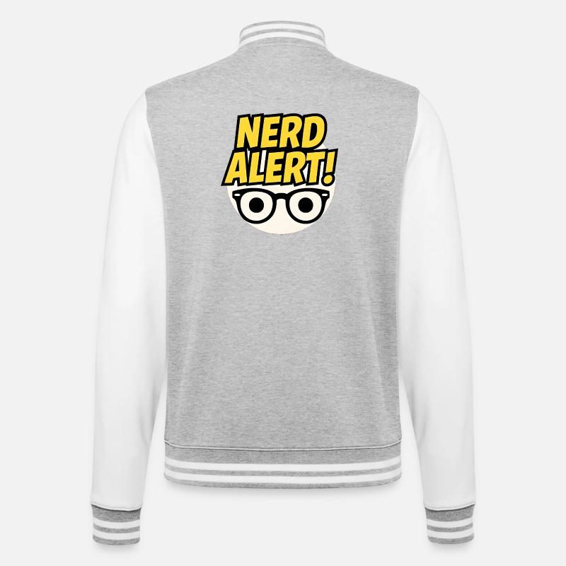 Nerd Alert Spaßdesign mit Brille - College-Sweatjacke - Grau meliert/Weiß