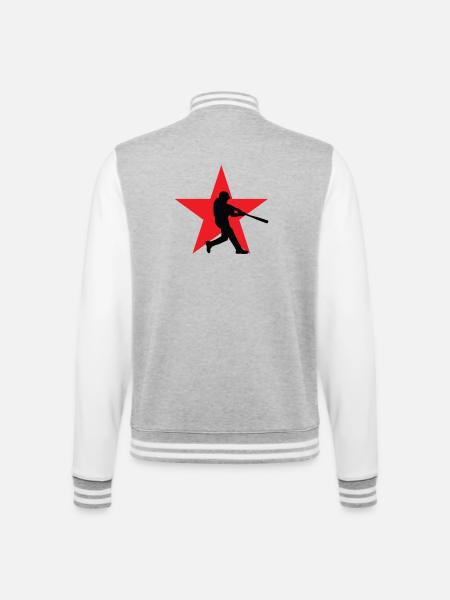 Baseball – Sport - College-Sweatjacke - Grau meliert/Weiß