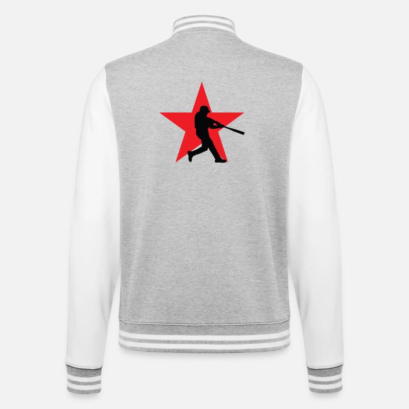 Baseball – Sport - College-Sweatjacke - Grau meliert/Weiß