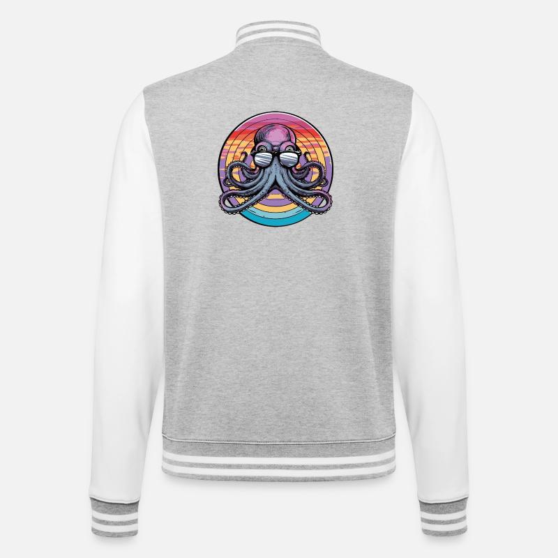 Octopus Retro Surf - College Sweat Jacket - heather grey/white