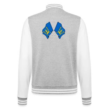 Suffolk Flags Crossed - College Sweat Jacket - heather grey/white - Back - Marisol (170cm)