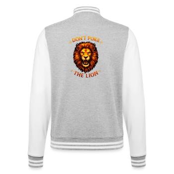 Löwe Don't Poke The Lion - Mutiges Design - College-Sweatjacke - Grau meliert/Weiß - Hinten - Marisol (170cm)