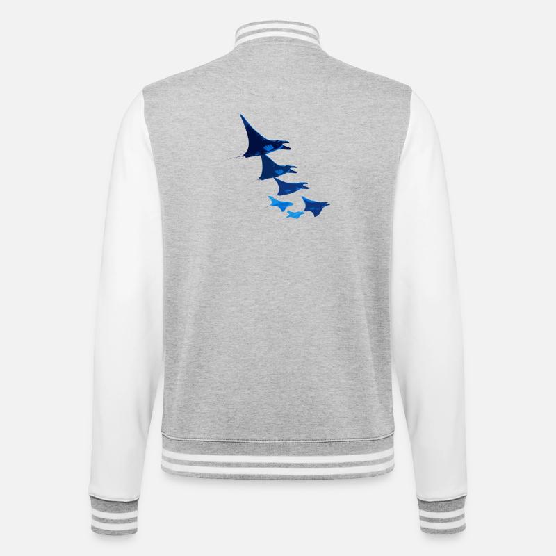 Manta Ray, Devil Ray, Stingray, Diver - College Sweat Jacket - heather grey/white