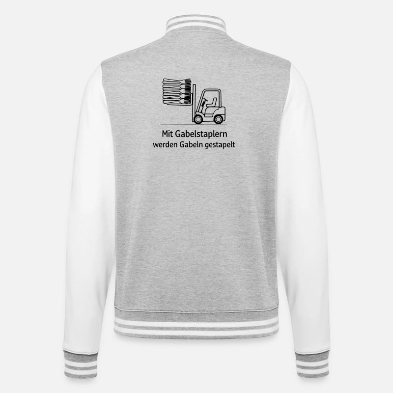 gabelstapler wortwitz gabel stapeln - College-Sweatjacke - Grau meliert/Weiß