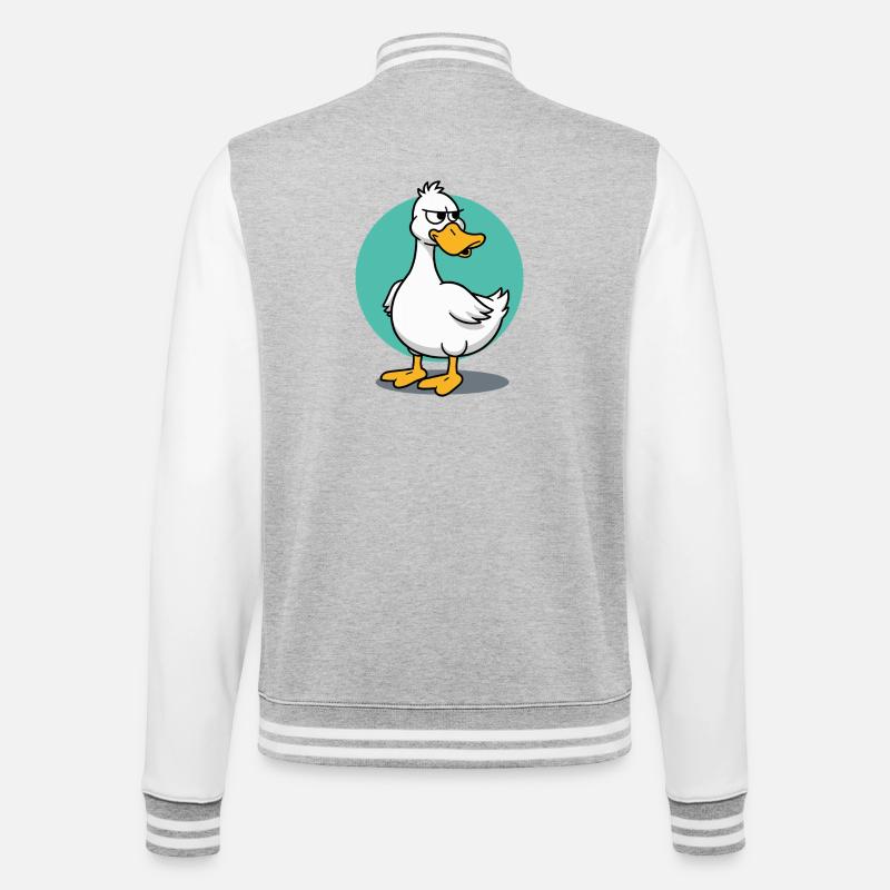 Freche Gans mit wütendem Blick Illustration - College-Sweatjacke - Grau meliert/Weiß