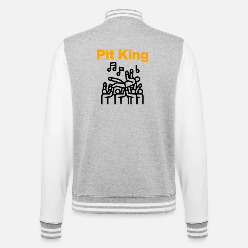 Pit King, Mosh Monarch! - College-Sweatjacke - Grau meliert/Weiß
