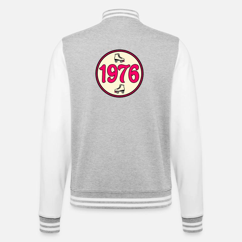 50th Birthday 1976 - Roller Skates - College Sweat Jacket - heather grey/white