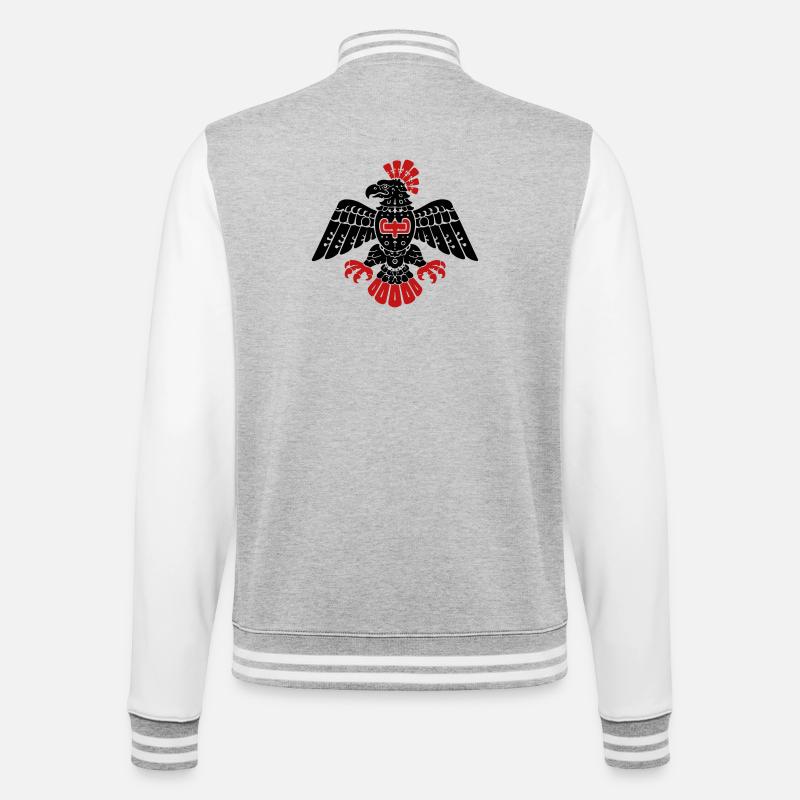 Aztec Eagle Totem Pattern - College Sweat Jacket - heather grey/white