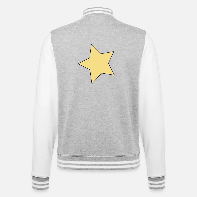 Accent de contour en étoile jaune - Veste Teddy - gris chiné / blanc