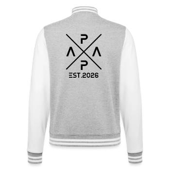 Papa est. 2026 Vater 2026 Erstes Mal Papa 2026 - College-Sweatjacke - Grau meliert/Weiß - Hinten - Marisol (170cm)