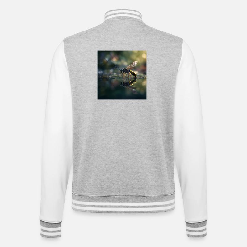 Wasp with Reflection Elegant Macro Photography - College Sweat Jacket - heather grey/white