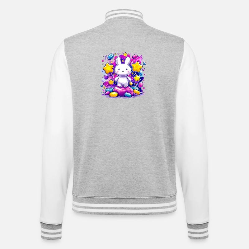 Moon Rabbit in Star Magic - College Sweat Jacket - heather grey/white