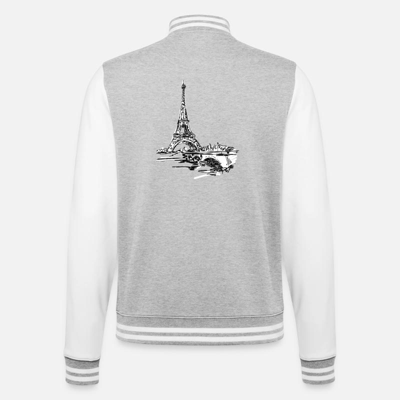 Skyline parisienne : Tour Eiffel louche - Veste Teddy - gris chiné / blanc