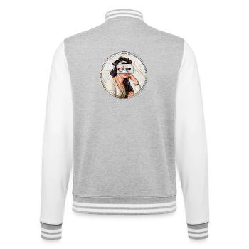 Illustration // Blick durch Medikamente - College-Sweatjacke - Grau meliert/Weiß - Hinten - Marisol (170cm)