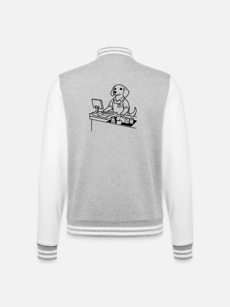 Caissière de chiens de supermarché - Veste Teddy - gris chiné / blanc