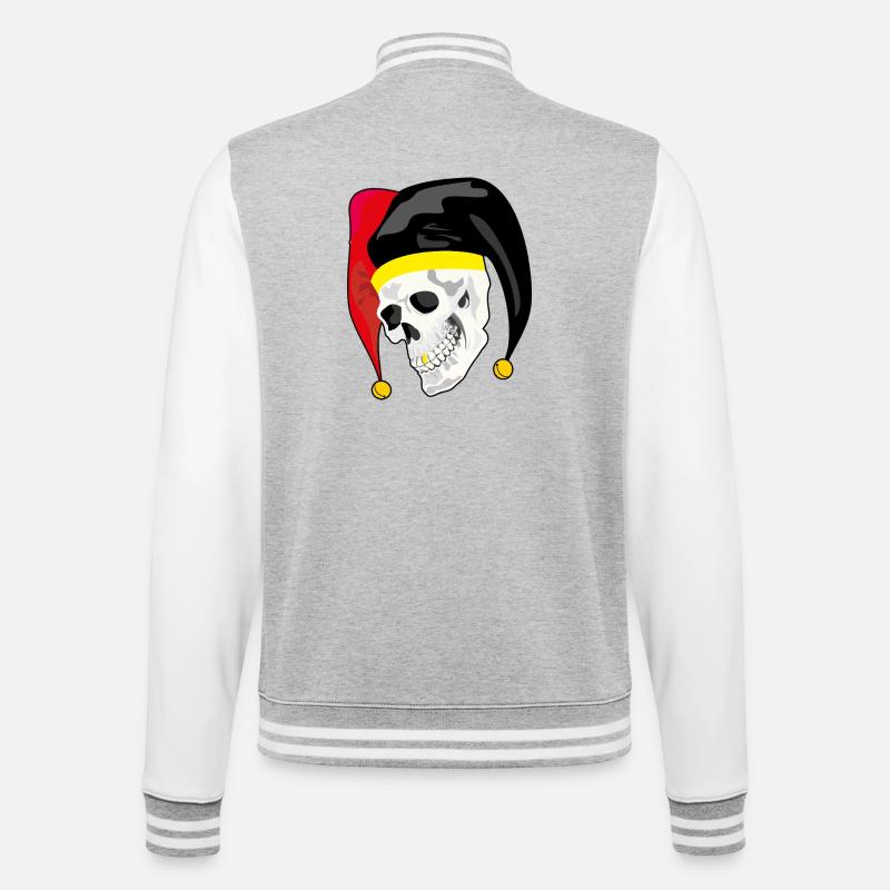 Crâne d’Arlequin : Style Rebelle et Or - Veste Teddy - gris chiné / blanc