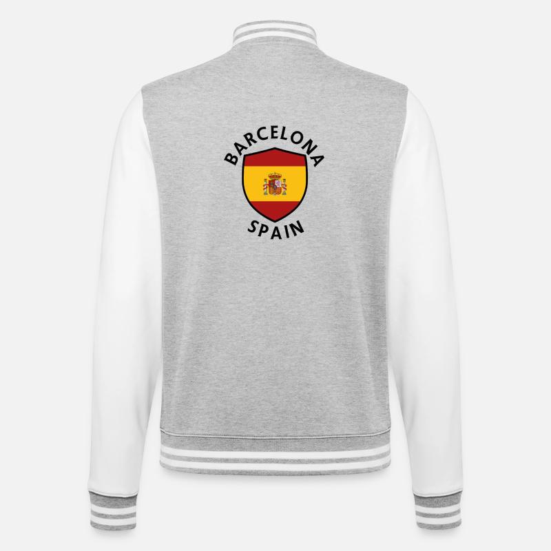 Bouclier de Barcelone, Espagne - Veste Teddy - gris chiné / blanc