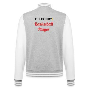 Der Basketball-Experte - College-Sweatjacke - Grau meliert/Weiß - Hinten - Marisol (170cm)