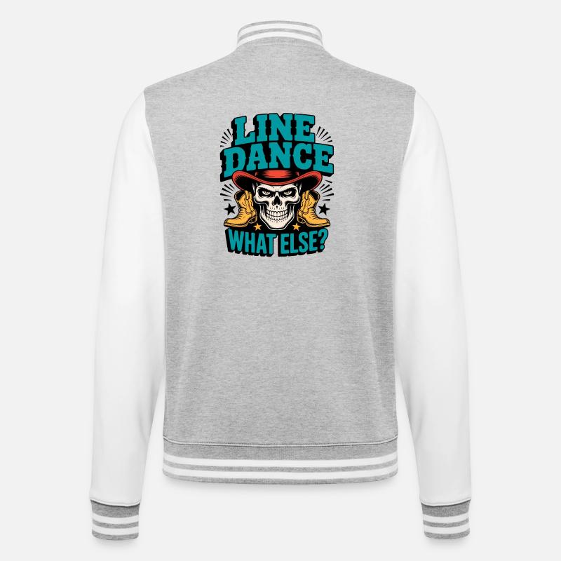 Line Dance Schädel mit Stiefeln - College-Sweatjacke - Grau meliert/Weiß
