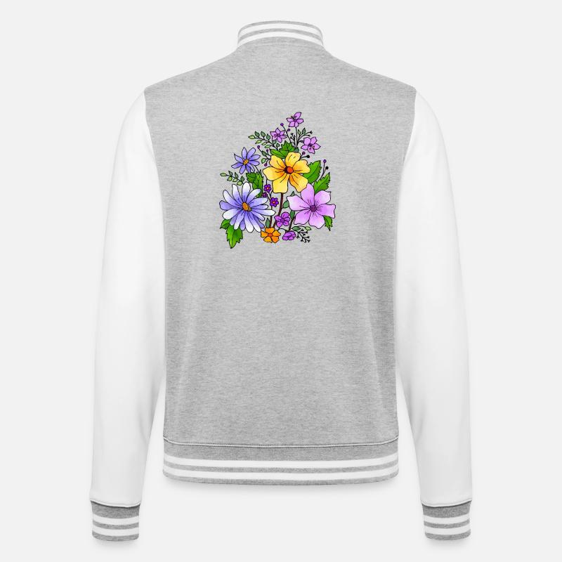 Flowers - College Sweat Jacket - heather grey/white