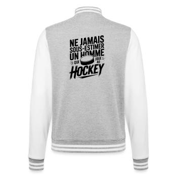 Ne Jamais Sous-Estimer le Hockey - Veste Teddy - gris chiné / blanc - Dos - Marisol (170cm)