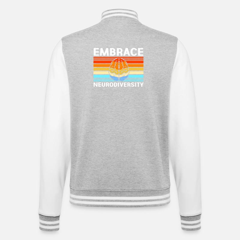 Autism, Autistic, ADHD, Asperger's, Neurodiversity - College Sweat Jacket - heather grey/white