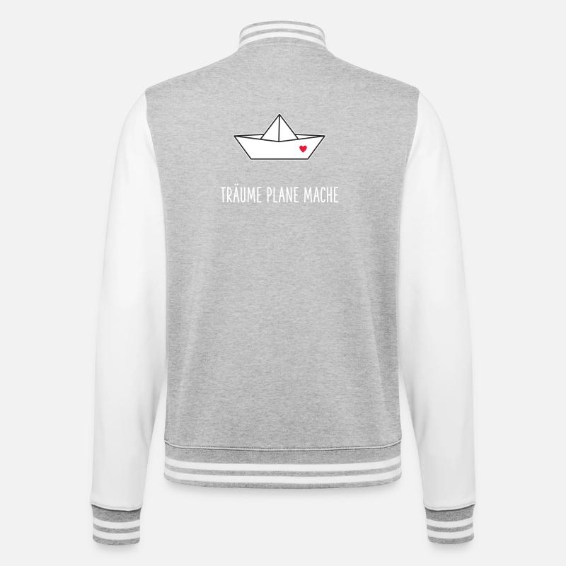 Träume Plane Mache Boot Herz - College-Sweatjacke - Grau meliert/Weiß
