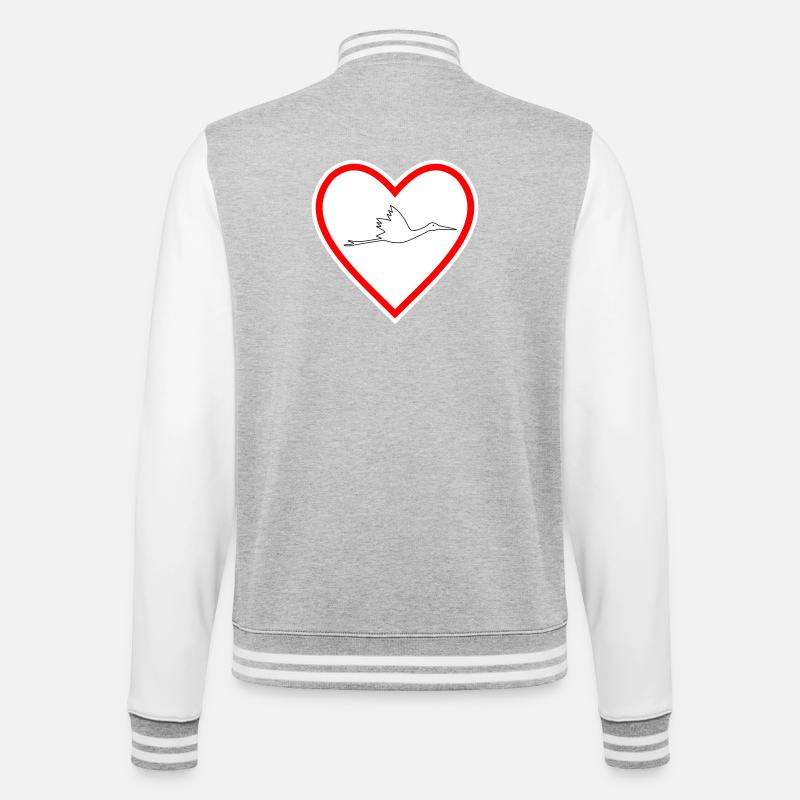 Herz Klapperstorch - College-Sweatjacke - Grau meliert/Weiß