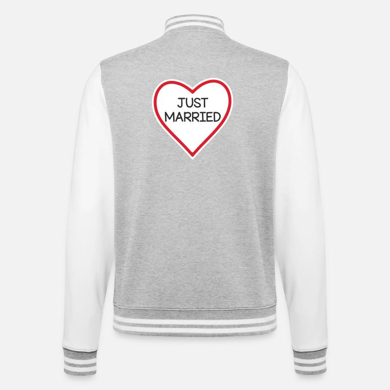 Heart Banner Just Married - College Sweat Jacket - heather grey/white
