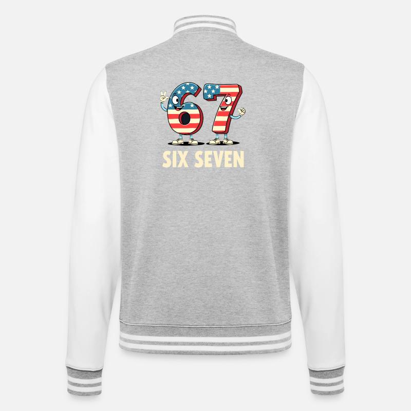 US Flag 67 Memes Six Seven - Veste Teddy - gris chiné / blanc