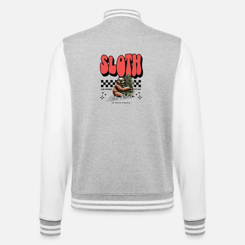 Sloth Relax – Chill Pattern Cannabis défectueux - Veste Teddy - gris chiné / blanc