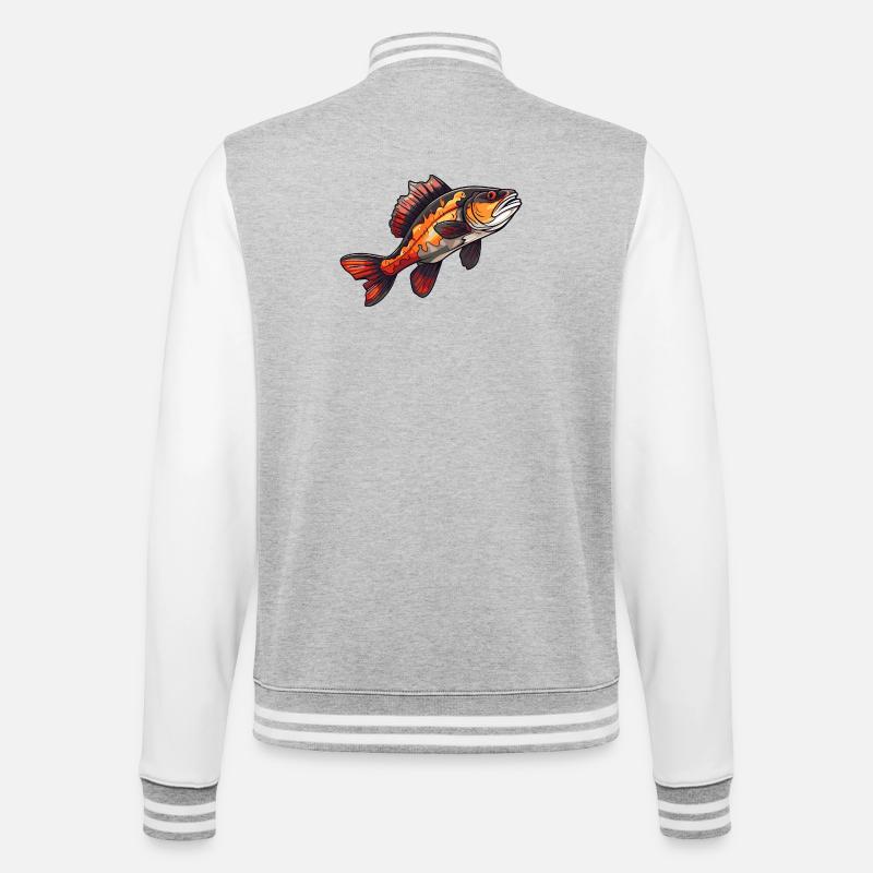 Poisson de dessins animés perches - Veste Teddy - gris chiné / blanc