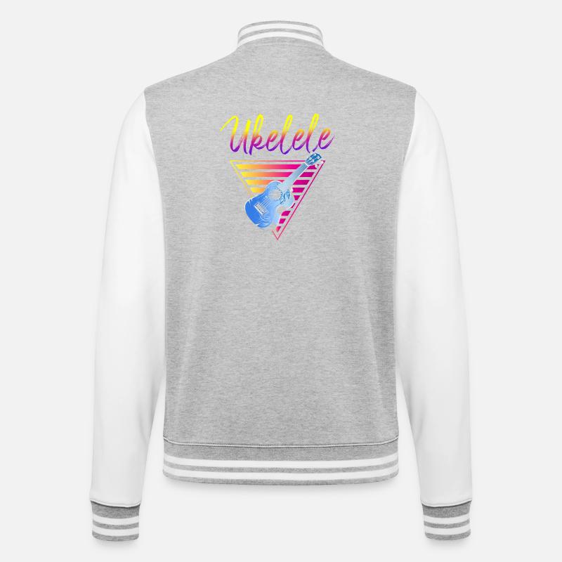 Hawaiian Ukulele Uke Retro 80s 90s - College-Sweatjacke - Grau meliert/Weiß