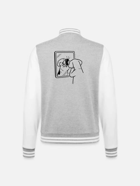 Selfie Dog Dog - College Sweat Jacket - heather grey/white