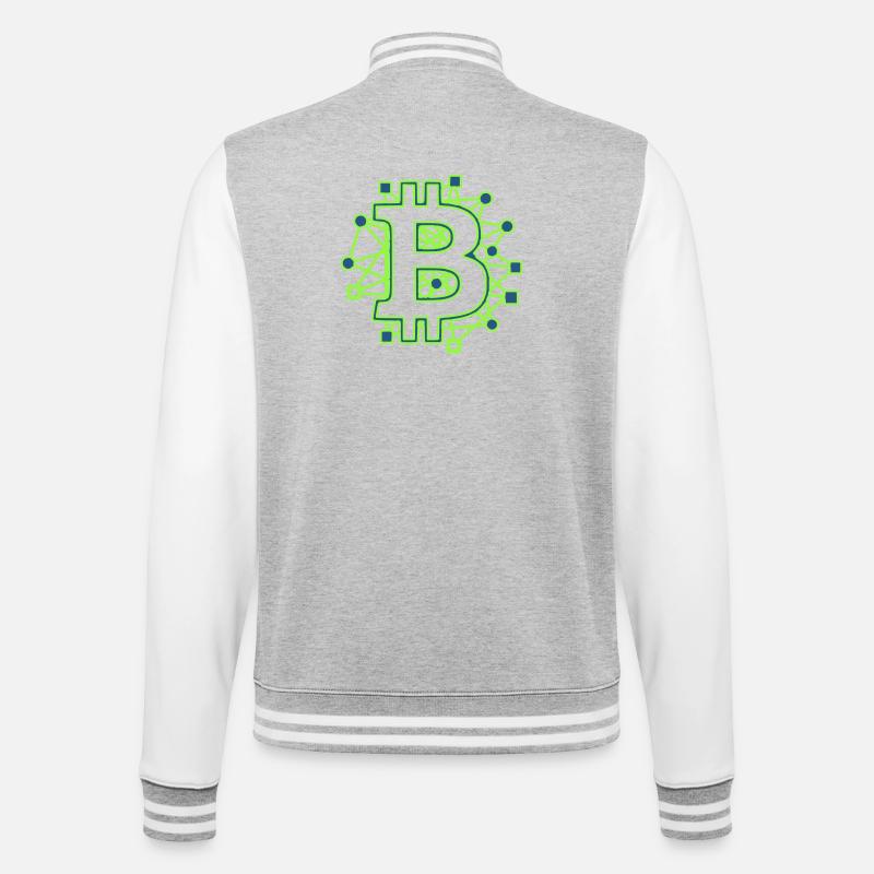 Bitcoin Platine Circuit Tech Krypto - College-Sweatjacke - Grau meliert/Weiß