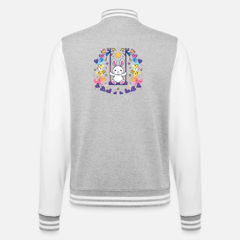 Design joyeux de balançoire de lapin - Veste Teddy - gris chiné / blanc