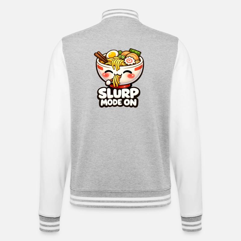Slurp Mode On Ramen Kawaii - College-Sweatjacke - Grau meliert/Weiß