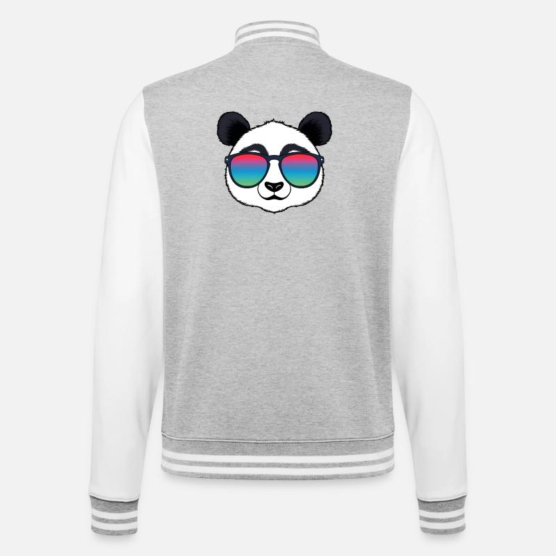 Panda Regenbogen-Sonnenbrille - College-Sweatjacke - Grau meliert/Weiß
