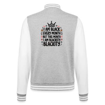 Ich bin jeden Monat Schwarz Schwarze Schwarze Krone - College-Sweatjacke - Grau meliert/Weiß - Hinten - Marisol (170cm)