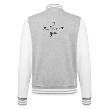 I love you - College Sweat Jacket - heather grey/white - Back - Marisol (170cm)