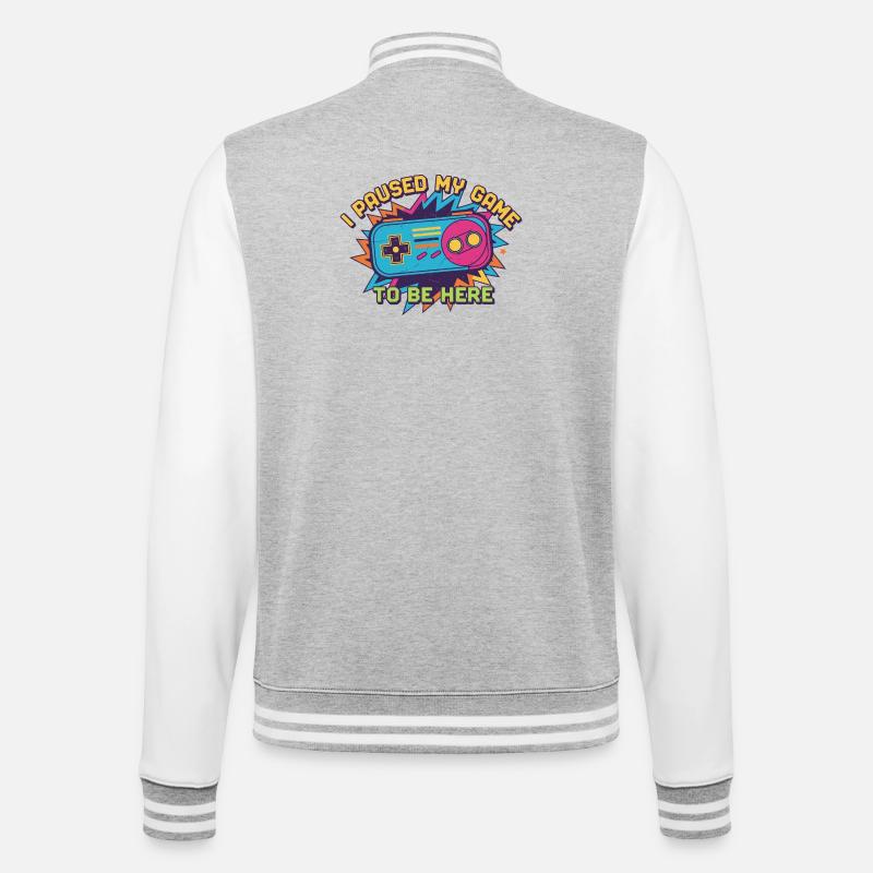 Retro Controller Meme Tee - College-Sweatjacke - Grau meliert/Weiß