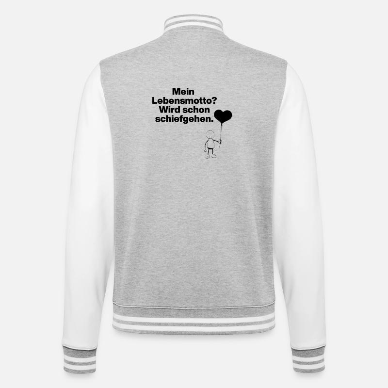MEIN LEBENSMOTTO? WIRD SCHON SCHIEFGEHEN!​ - College-Sweatjacke - Grau meliert/Weiß