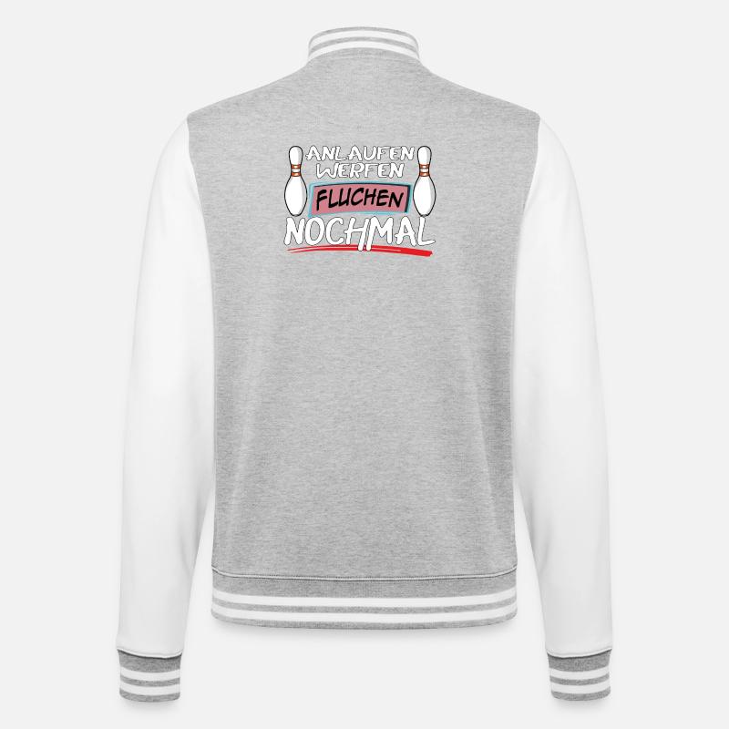 Run-up, throwing, cursing, bowling again - College Sweat Jacket - heather grey/white