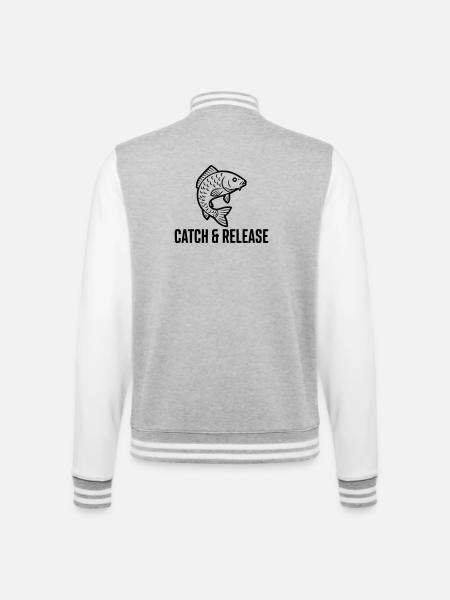 Catch and Release Carp Fishing Saying - College Sweat Jacket - heather grey/white