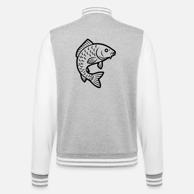 Pêche au poisson sauteur de carpe - Veste Teddy - gris chiné / blanc