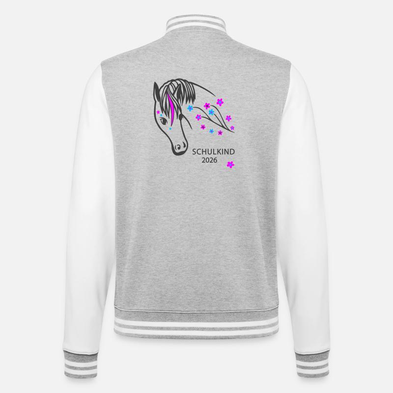 Cheval aux Fleurs 2026 Écolier - Veste Teddy - gris chiné / blanc